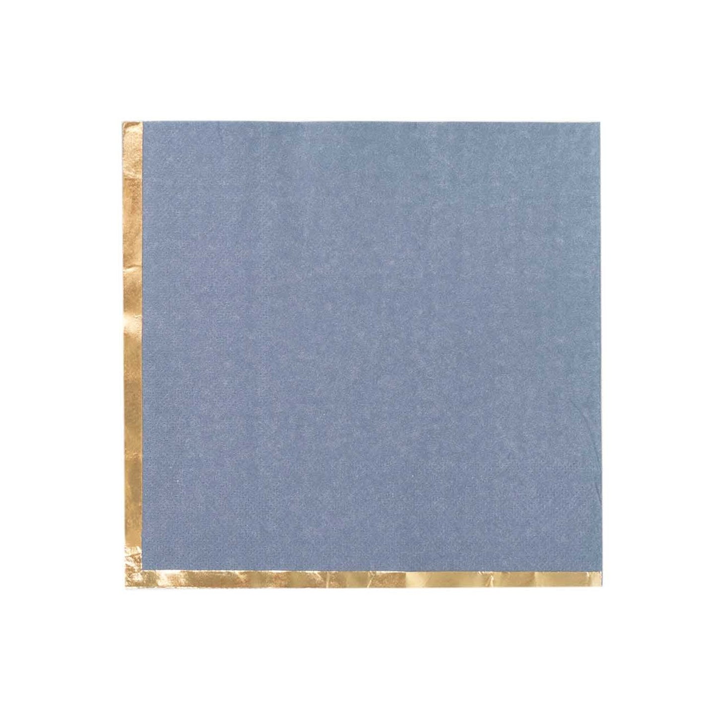 50 Pack Dusty Blue Soft 2 Ply Disposable Cocktail Napkins with Gold Foil Edge, Paper Beverage Napkins - 6.5"x6.5"