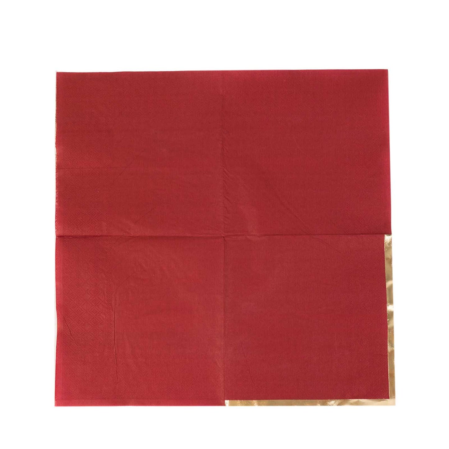 50 Pack Burgundy Soft 2 Ply Disposable Cocktail Napkins with Gold Foil Edge, Paper Beverage Napkins - 6.5"x6.5"