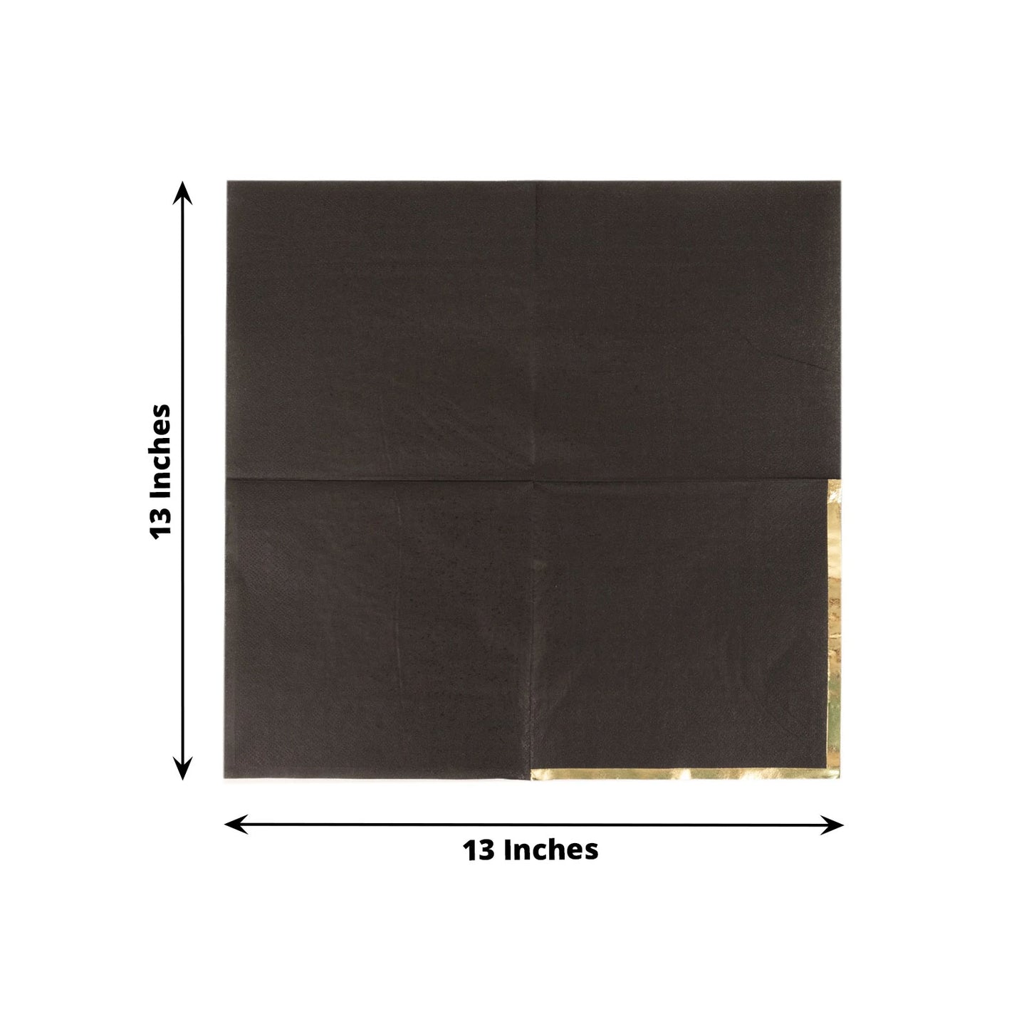 50 Pack Black Soft 2 Ply Disposable Cocktail Napkins with Gold Foil Edge, Paper Beverage Napkins - 6.5"x6.5"