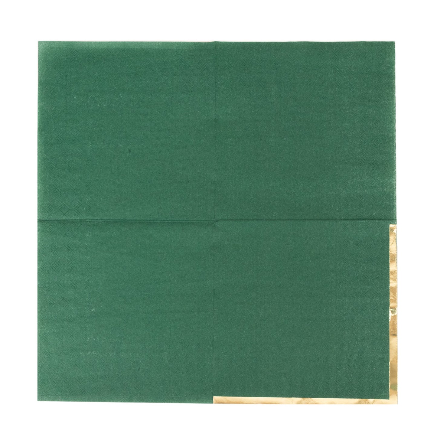 50 Pack Hunter Emerald Green Soft 2 Ply Disposable Cocktail Napkins with Gold Foil Edge, Paper Beverage Napkins - 6.5"x6.5"