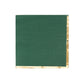 50 Pack Hunter Emerald Green Soft 2 Ply Disposable Cocktail Napkins with Gold Foil Edge, Paper Beverage Napkins - 6.5"x6.5"