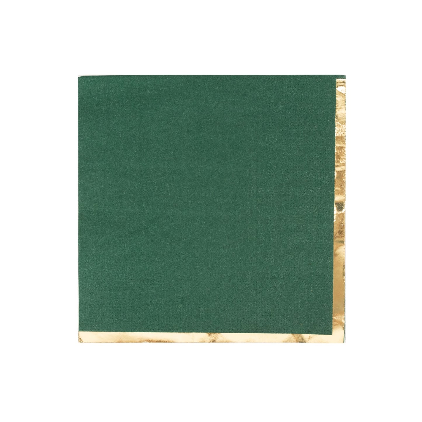 50 Pack Hunter Emerald Green Soft 2 Ply Disposable Cocktail Napkins with Gold Foil Edge, Paper Beverage Napkins - 6.5"x6.5"