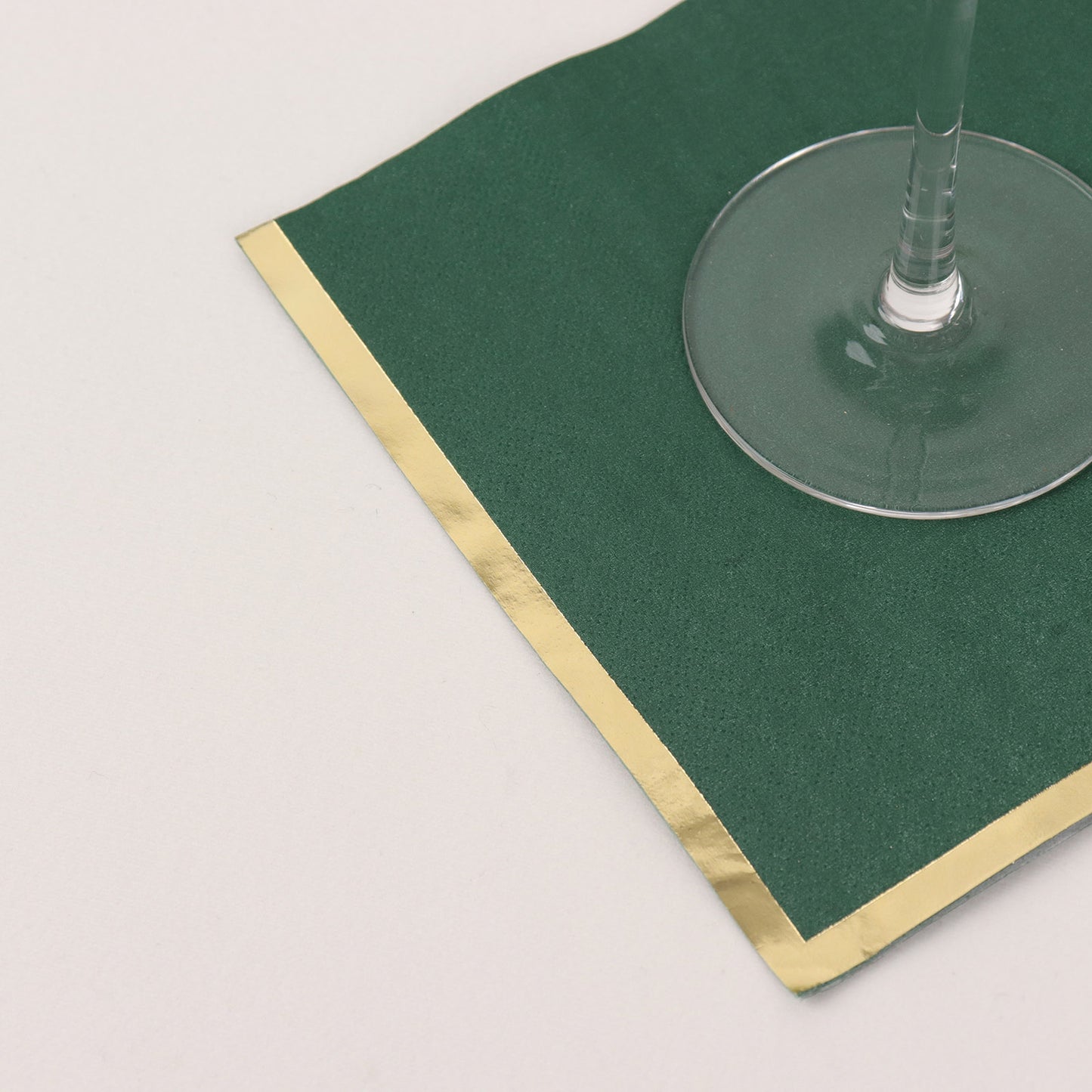 50 Pack Hunter Emerald Green Soft 2 Ply Disposable Cocktail Napkins with Gold Foil Edge, Paper Beverage Napkins - 6.5"x6.5"