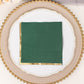 50 Pack Hunter Emerald Green Soft 2 Ply Disposable Cocktail Napkins with Gold Foil Edge, Paper Beverage Napkins - 6.5"x6.5"