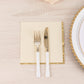 50 Pack Ivory Soft 2 Ply Disposable Cocktail Napkins with Gold Foil Edge, Paper Beverage Napkins - 6.5"x6.5"