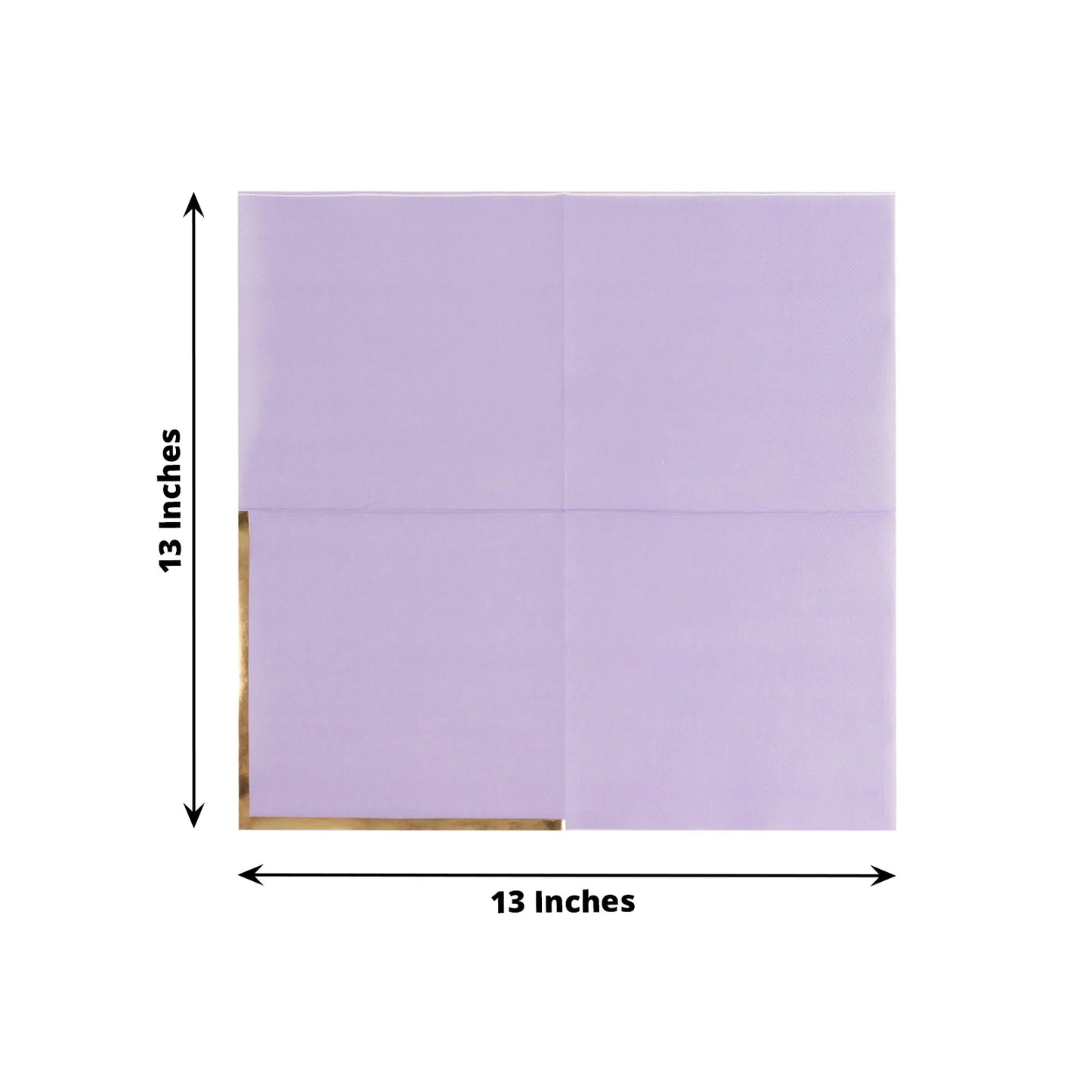 50 Pack Lavender Soft 2 Ply Disposable Cocktail Napkins with Gold Foil Edge, Paper Beverage Napkins - 6.5"x6.5"