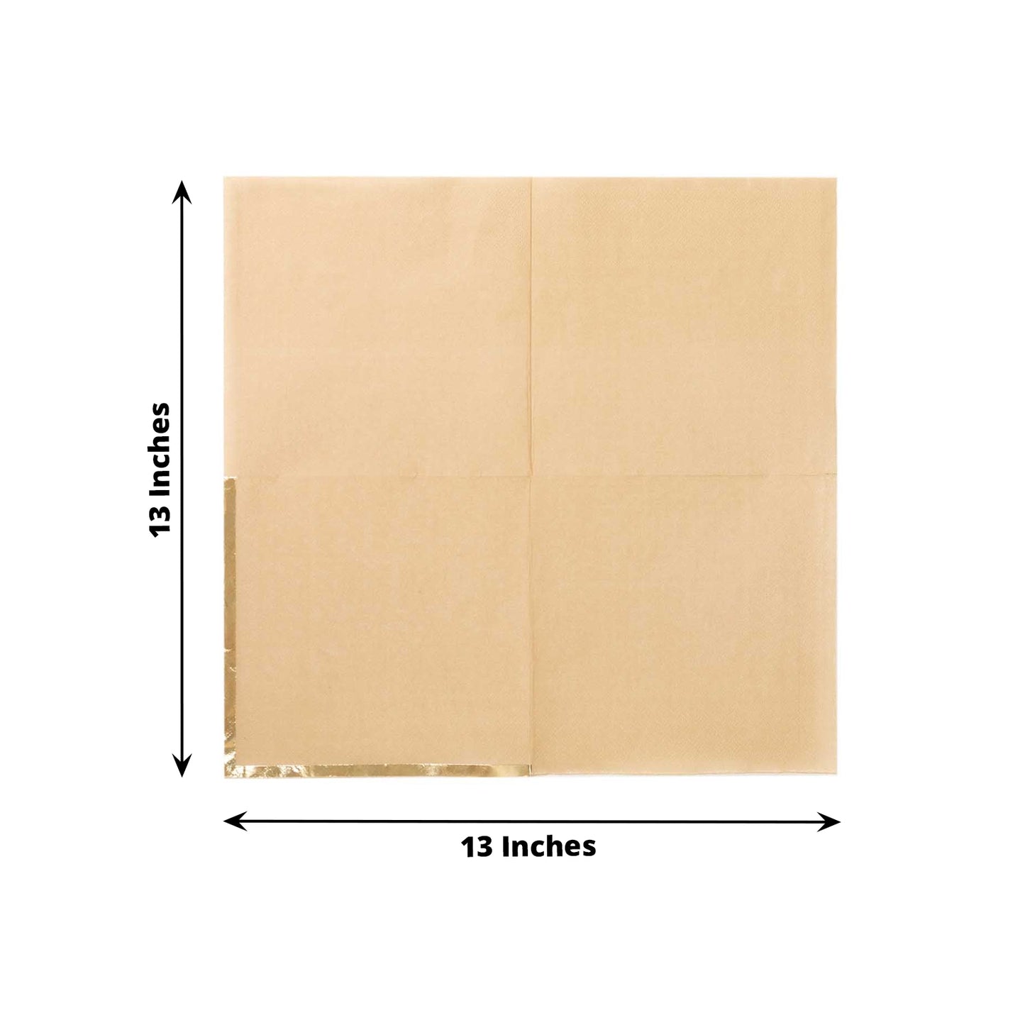 50 Pack Natural Soft 2 Ply Disposable Cocktail Napkins with Gold Foil Edge, Paper Beverage Napkins - 6.5"x6.5"