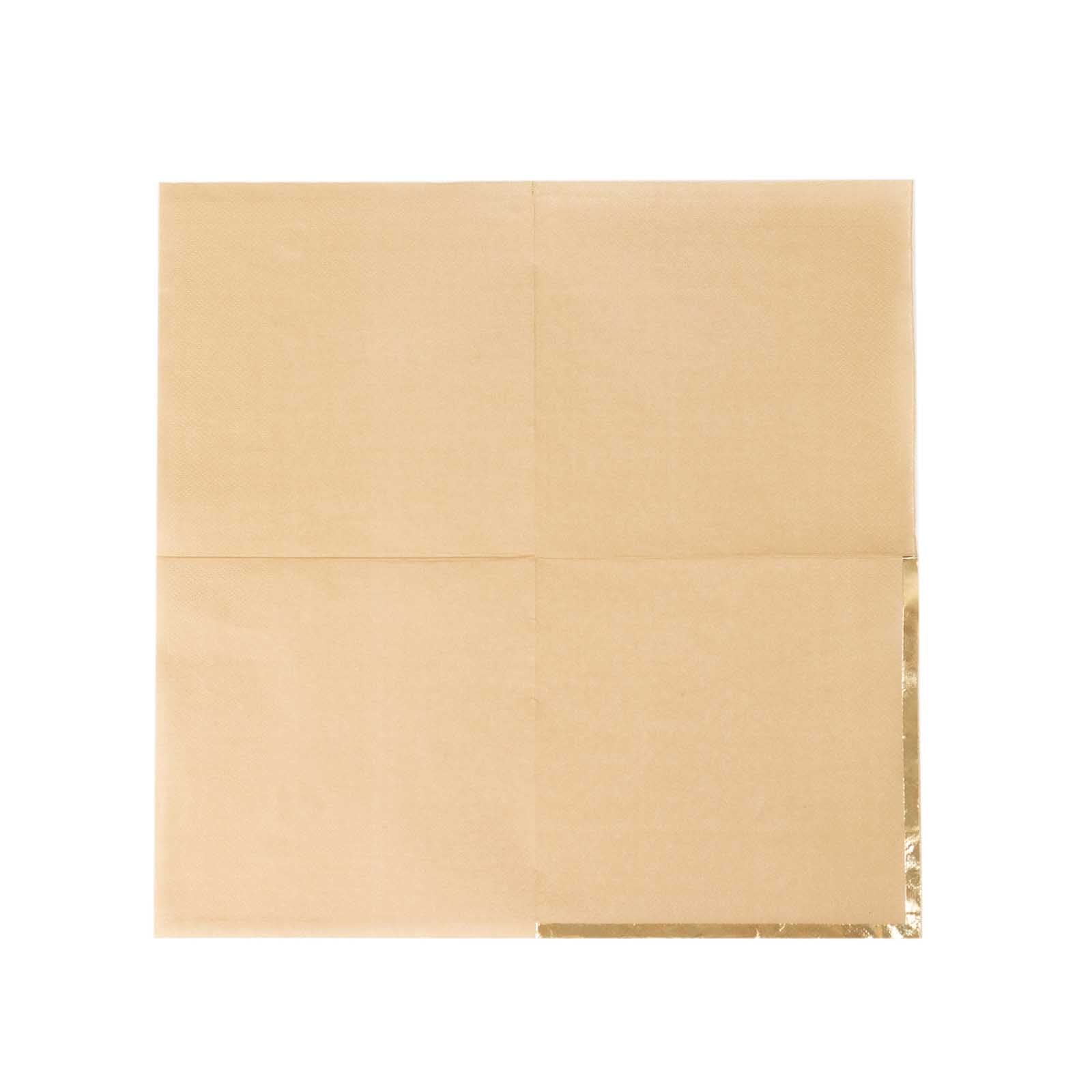 50pk 6.5x6.5 Cocktail Napkins, Gold Foil | TCFLinen