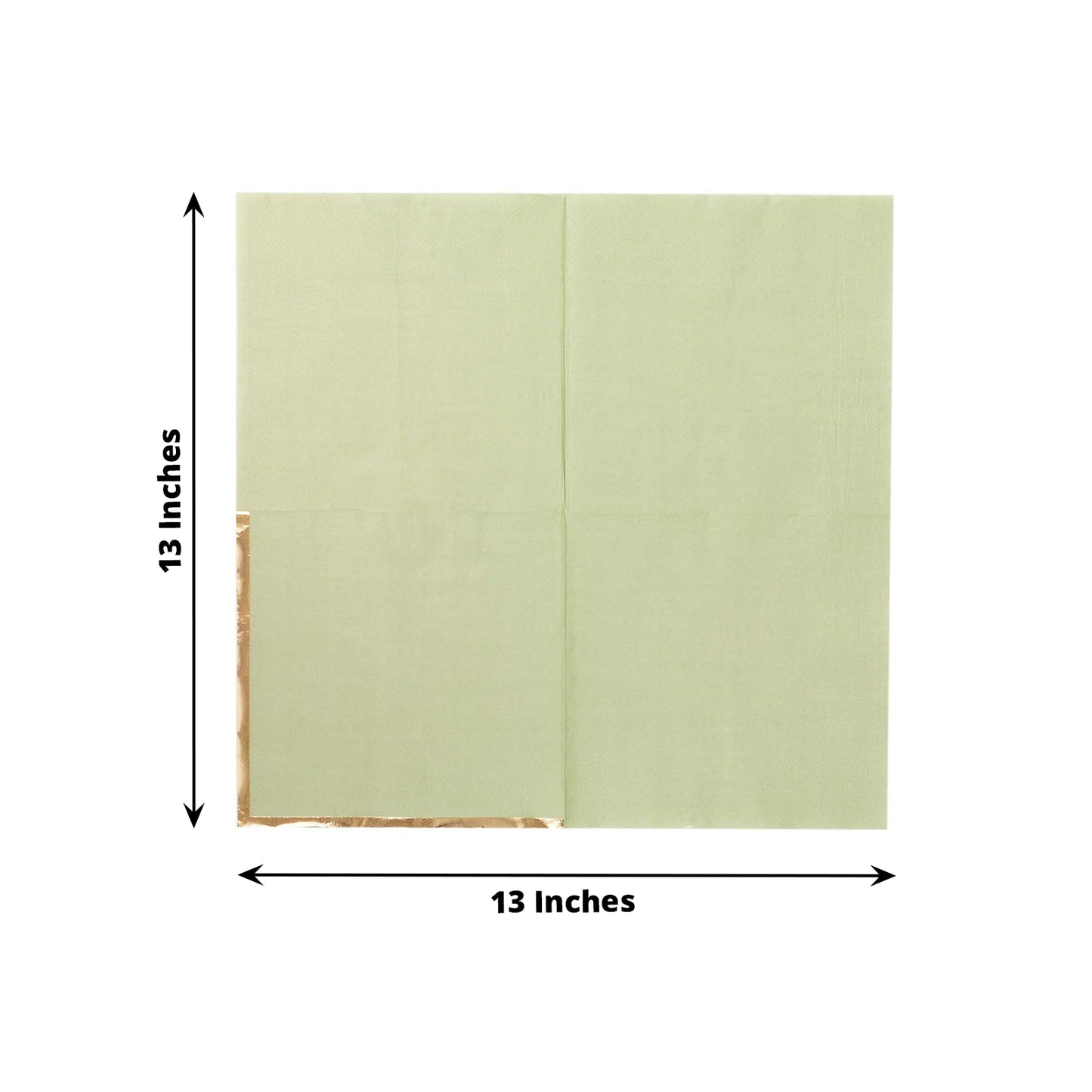 50 Pack Sage Green Soft 2 Ply Disposable Cocktail Napkins with Gold Foil Edge, Paper Beverage Napkins - 6.5"x6.5"