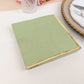 50 Pack Sage Green Soft 2 Ply Disposable Cocktail Napkins with Gold Foil Edge, Paper Beverage Napkins - 6.5"x6.5"
