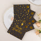 20 Pack Black Gold Happy Birthday Paper Cocktail Napkins With Foil Print, Soft 2-Ply Disposable Beverage Napkins - 18 GSM