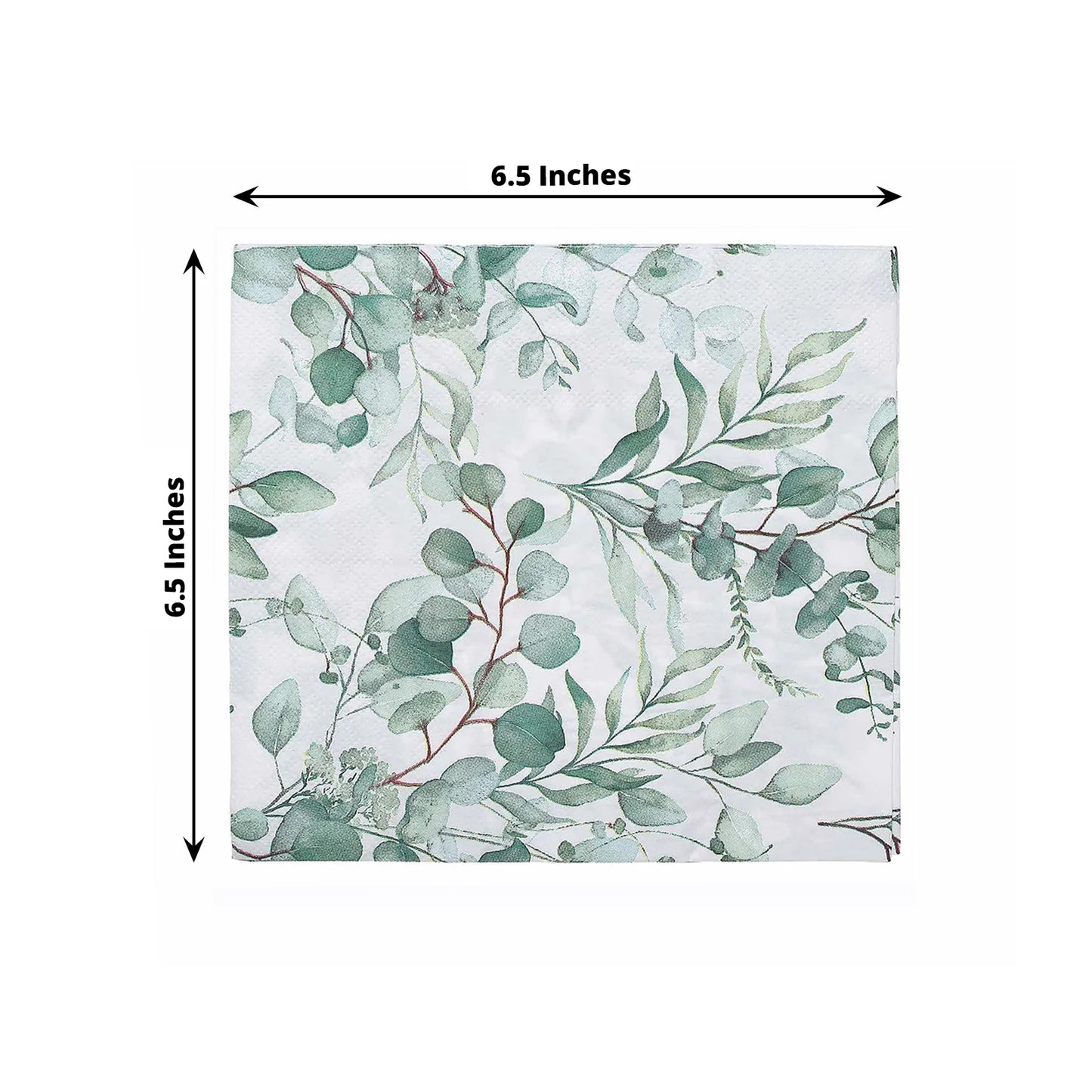 20 Pack | Green Foliage Eucalyptus Leaves Design Paper Napkins, Soft 2-Ply Boho Wedding Cocktail Beverage Napkins - 18 GSM