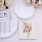 20 Pack Vintage Pink Ivory Rose Paper Cocktail Napkins, Elegant Tea Party Disposable Beverage Napkins - 18 GSM