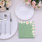 20 Pack Sage Green Daisy Flower Paper Beverage Napkins, Soft 2-Ply Disposable Cocktail Napkins - 6.5"x6.5"