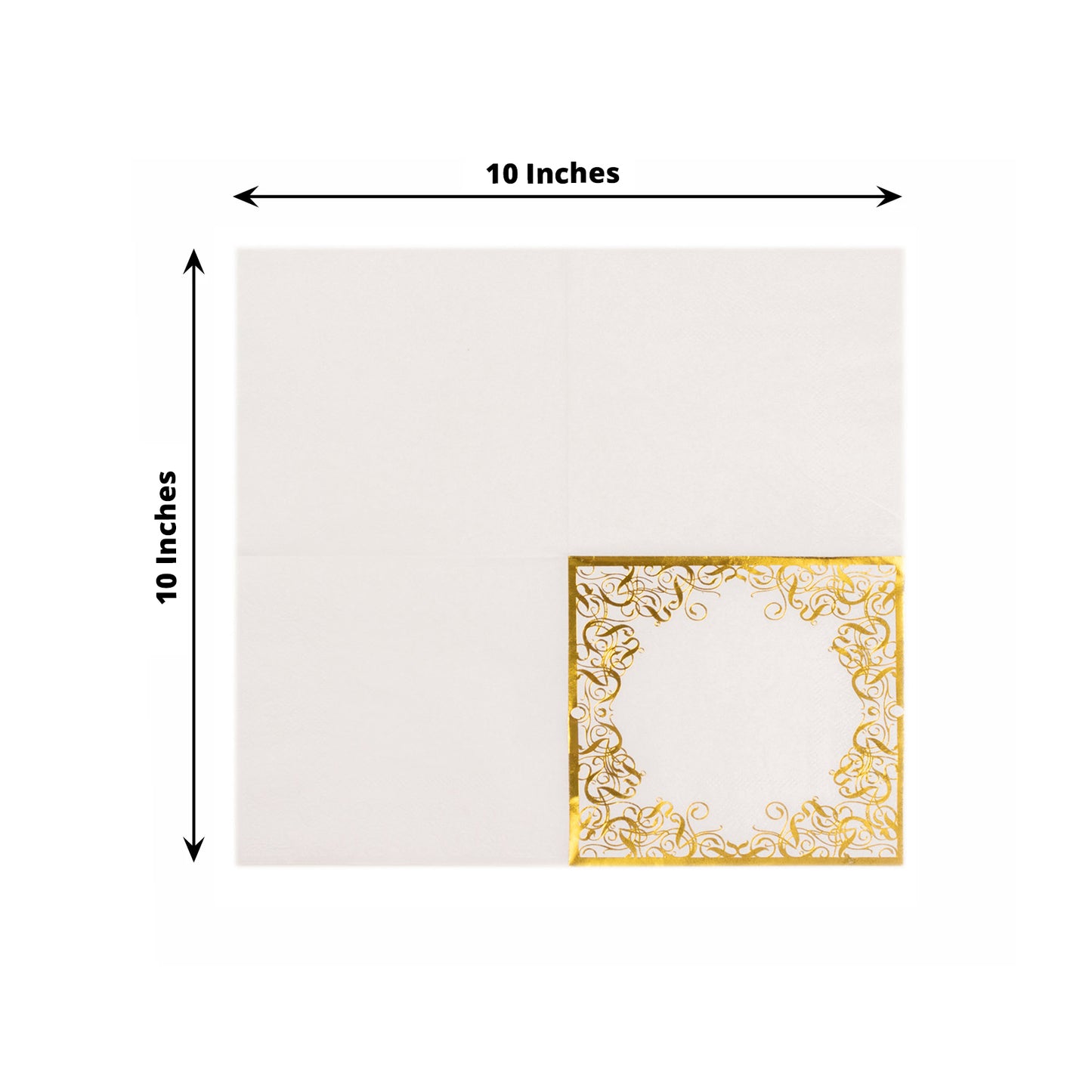 20 Pack White 3 Ply Premium Paper Cocktail Napkins with Gold Foil Lace, Soft European Style Wedding Beverage Napkins - 18 GSM