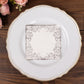 20 Pack White 3 Ply Premium Paper Cocktail Napkins with Silver Foil Lace, Soft European Style Wedding Beverage Napkins - 18 GSM