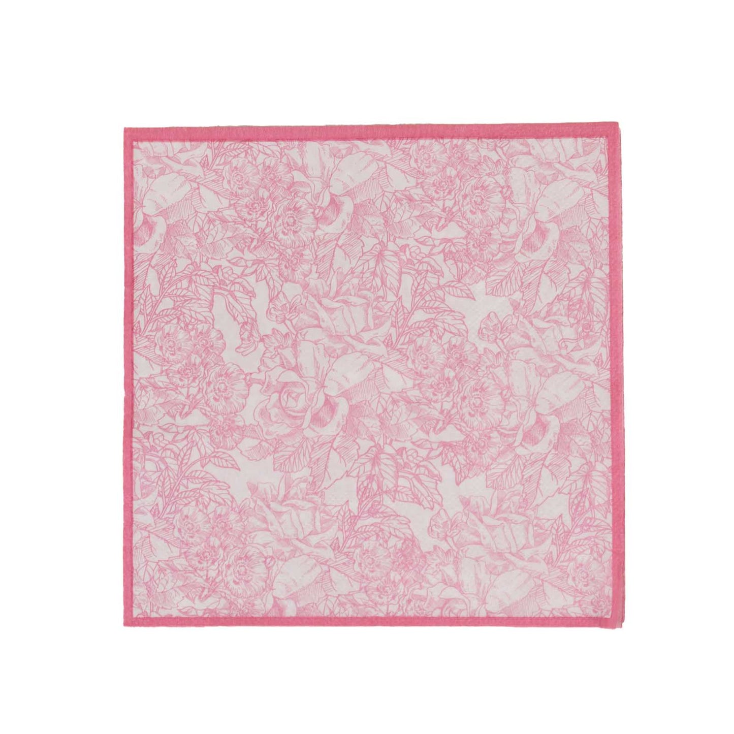 25 Pack White Pink 2-Ply Paper Beverage Napkins in French Toile Print, Highly Absorbent Soft Disposable Cocktail Napkins