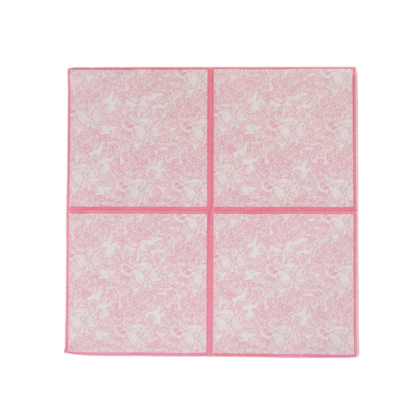 25 Pack White Pink 2-Ply Paper Beverage Napkins in French Toile Print, Highly Absorbent Soft Disposable Cocktail Napkins