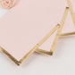 50 Pack Blush Disposable Cocktail Napkins with Gold Foil Edge, Soft 2 Ply Paper Beverage Napkins - 5"x5"