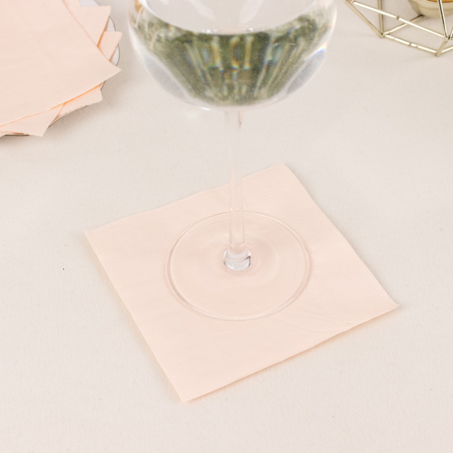 50 Pack 5"x5" Blush Soft 2-Ply Disposable Cocktail Napkins, Paper Beverage Napkins - 18 GSM