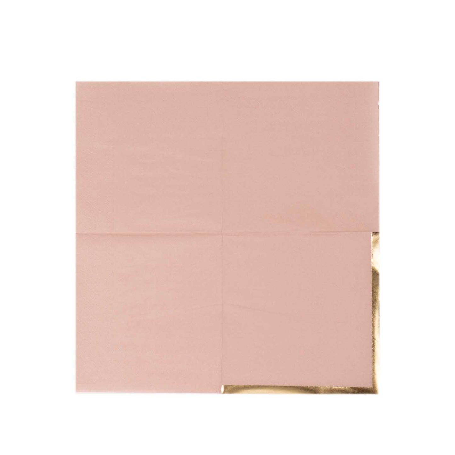 50 Pack Dusty Rose Disposable Cocktail Napkins with Gold Foil Edge, Soft 2 Ply Paper Beverage Napkins - 5"x5"