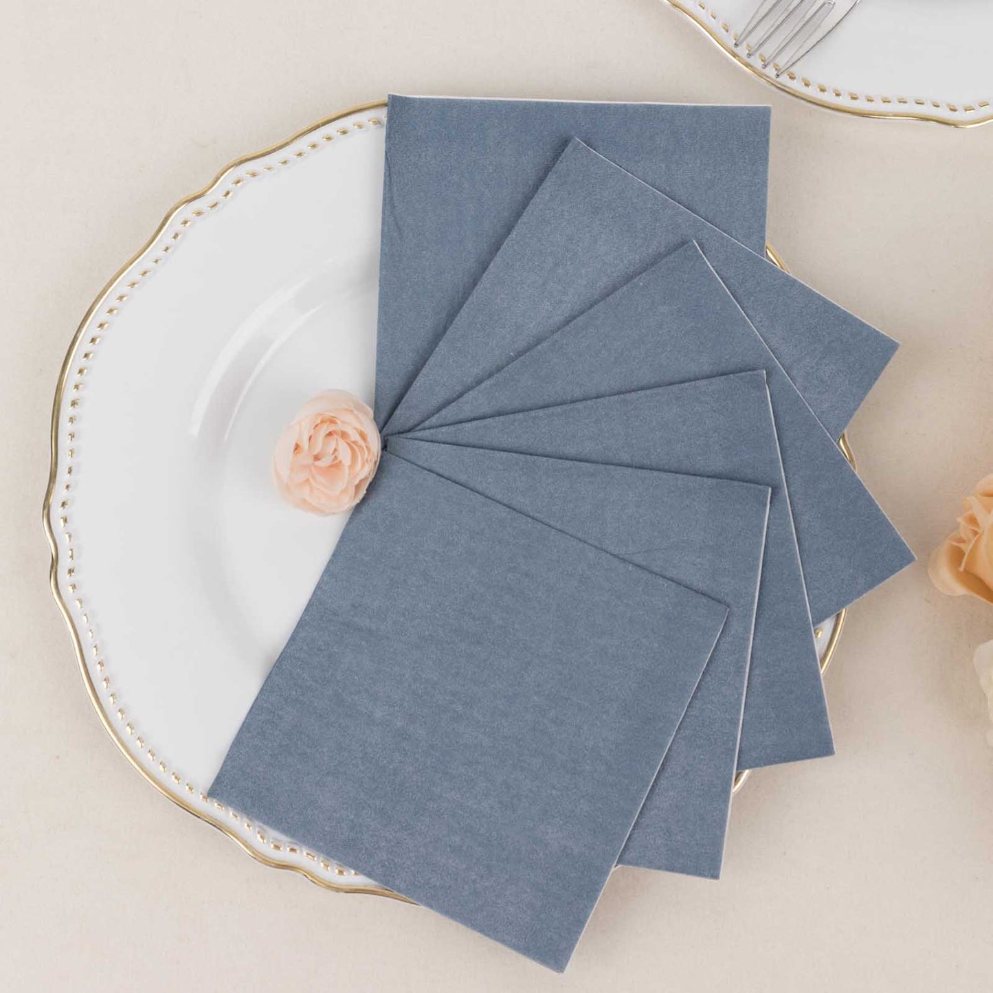 50 Pack Dusty Blue Soft 2-Ply Disposable Cocktail Napkins, Paper Beverage Napkins 18 GSM - 5"x5"