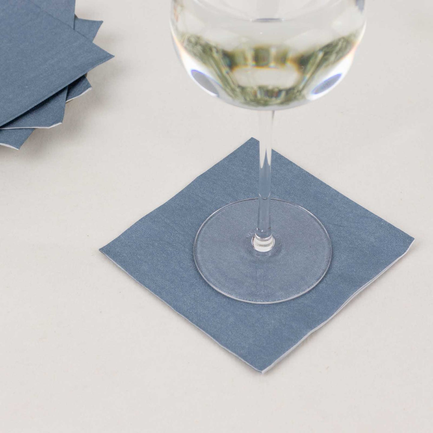 50 Pack Dusty Blue Soft 2-Ply Disposable Cocktail Napkins, Paper Beverage Napkins 18 GSM - 5"x5"