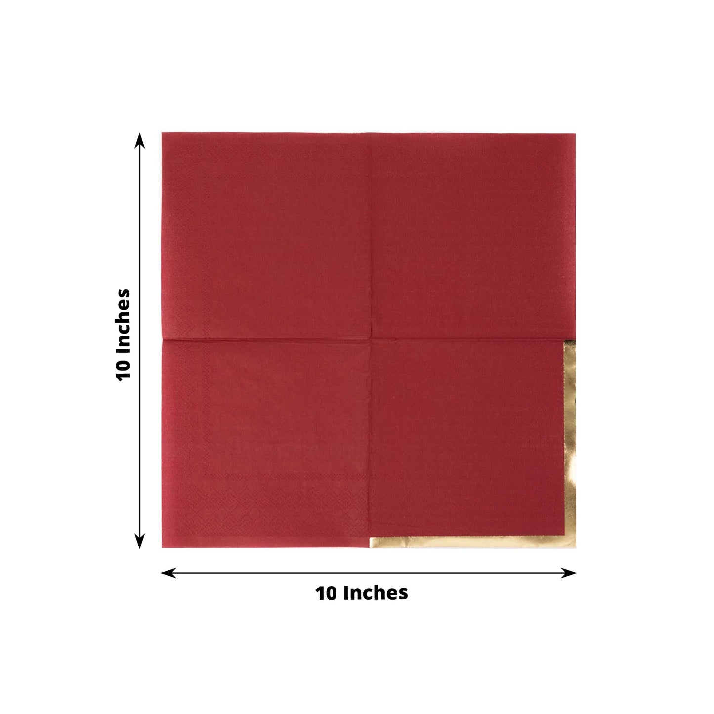 50 Pack Burgundy Disposable Cocktail Napkins with Gold Foil Edge, Soft 2 Ply Paper Beverage Napkins - 5"x5"