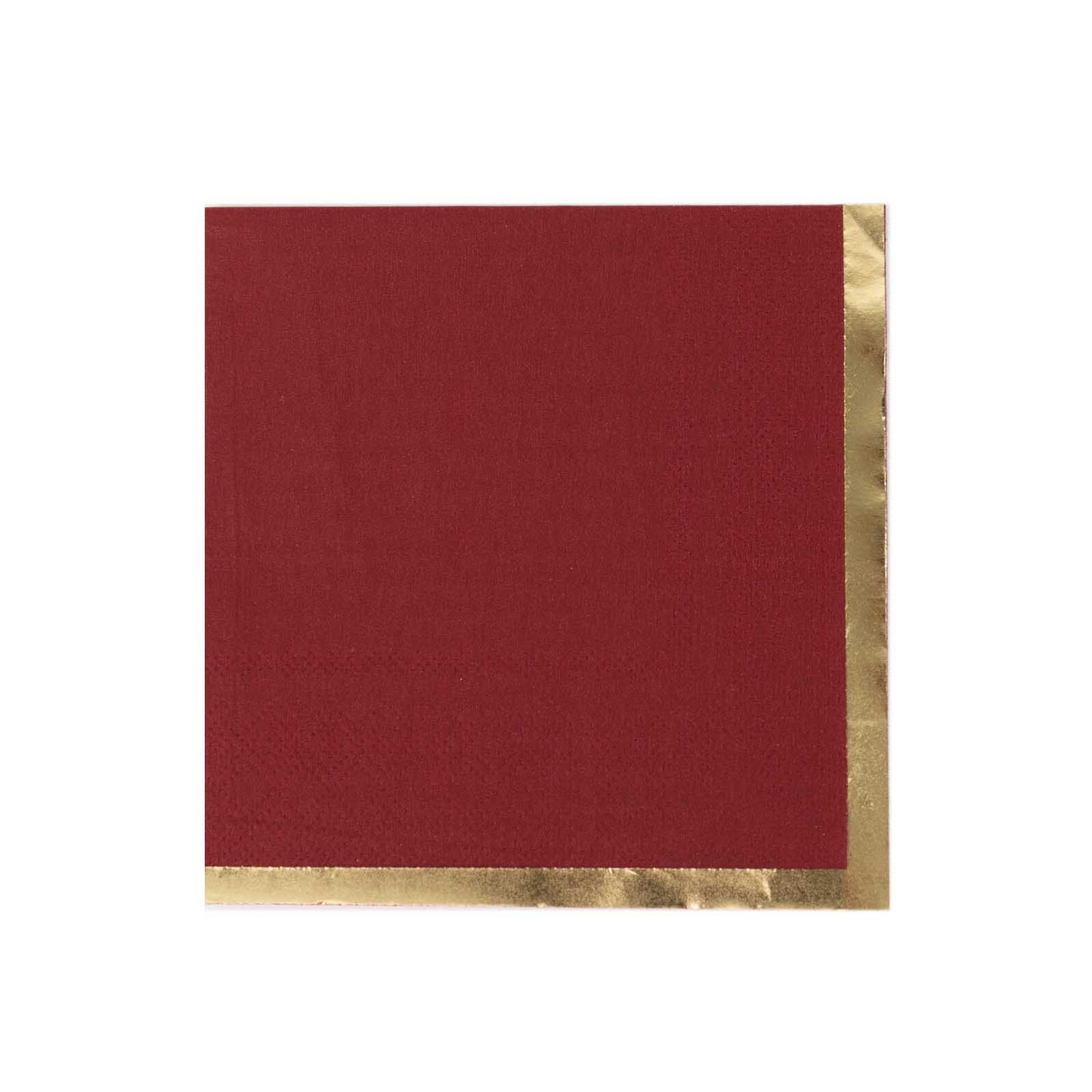 50 Pack Burgundy Disposable Cocktail Napkins with Gold Foil Edge, Soft 2 Ply Paper Beverage Napkins - 5"x5"