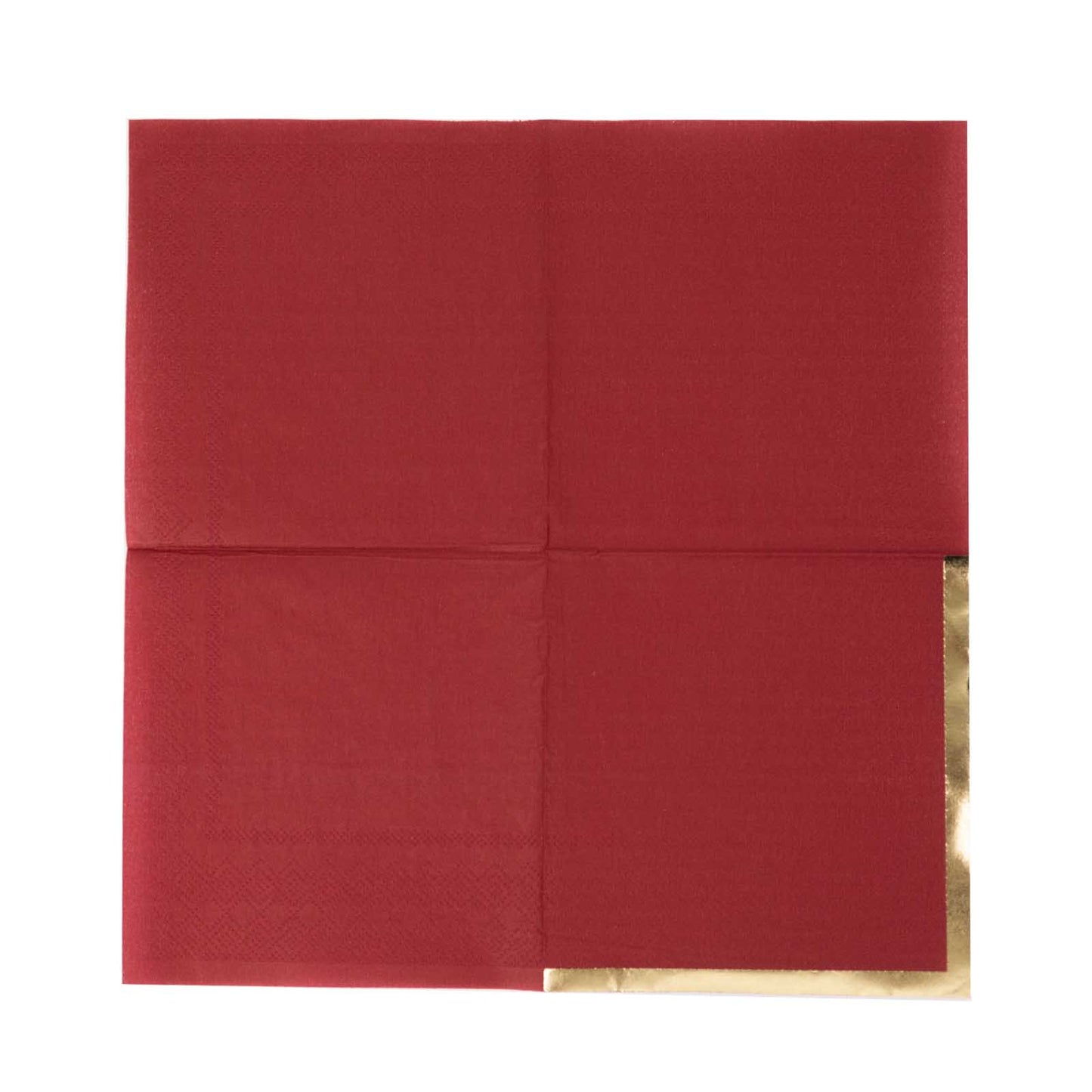 50 Pack Burgundy Disposable Cocktail Napkins with Gold Foil Edge, Soft 2 Ply Paper Beverage Napkins - 5"x5"