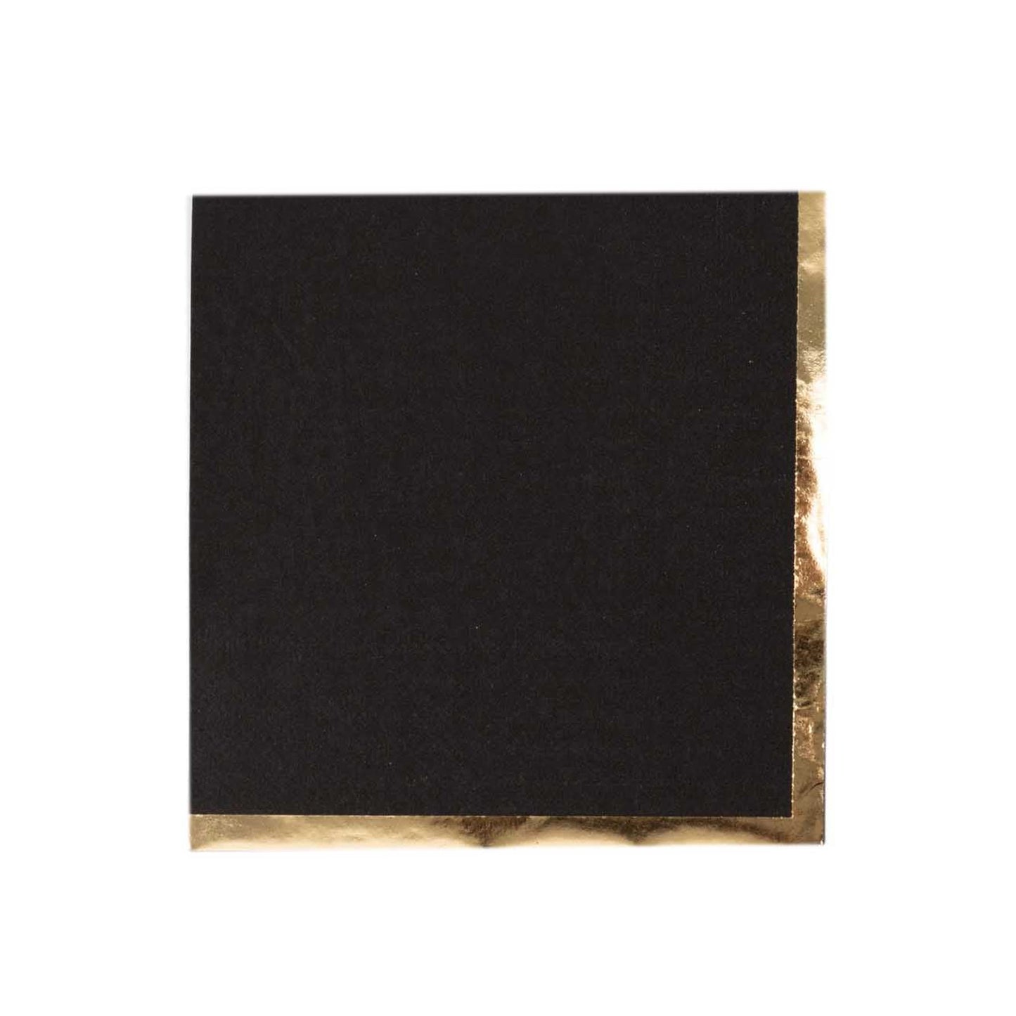 50 Pack Black Disposable Cocktail Napkins with Gold Foil Edge, Soft 2 Ply Paper Beverage Napkins - 5"x5"