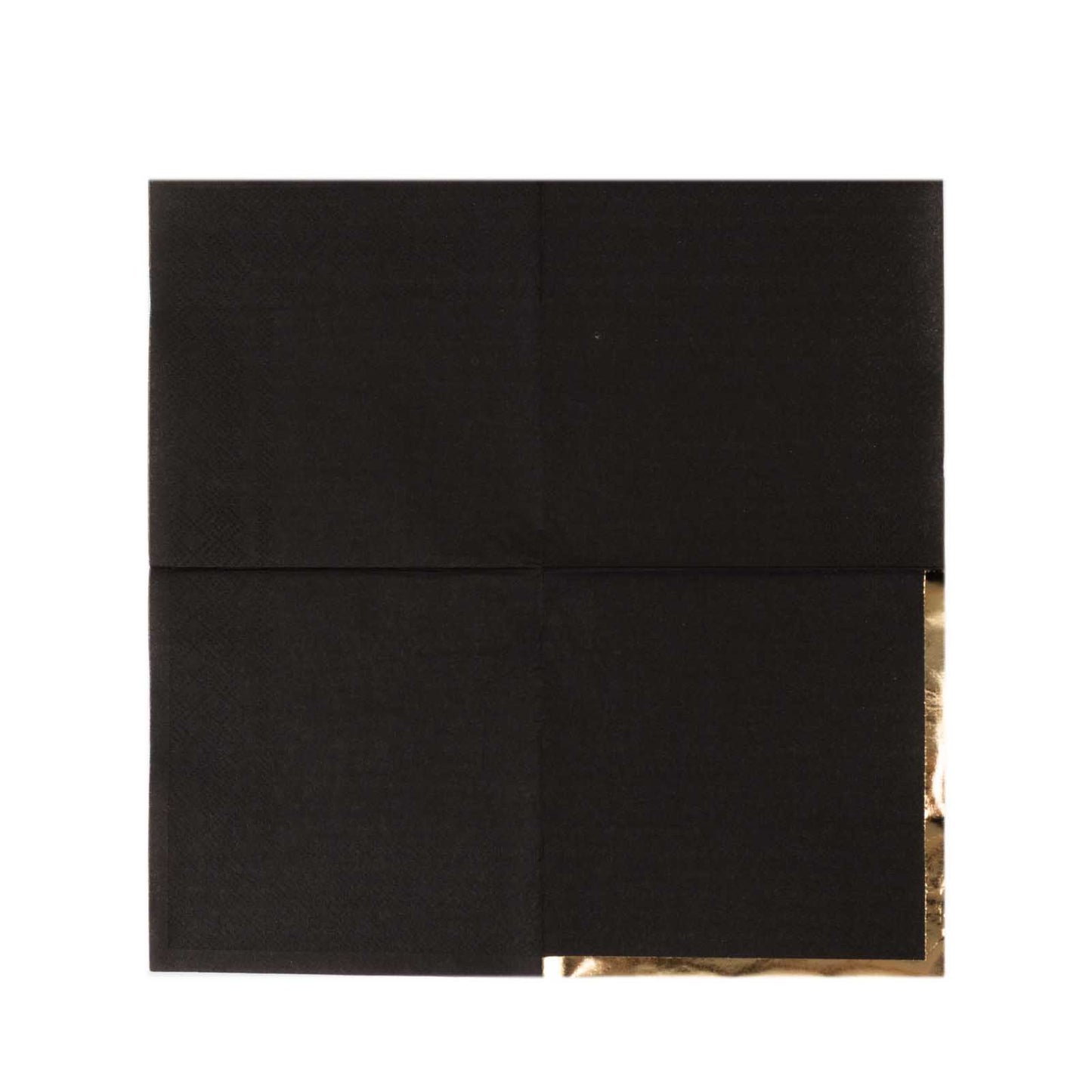 50 Pack Black Disposable Cocktail Napkins with Gold Foil Edge, Soft 2 Ply Paper Beverage Napkins - 5"x5"