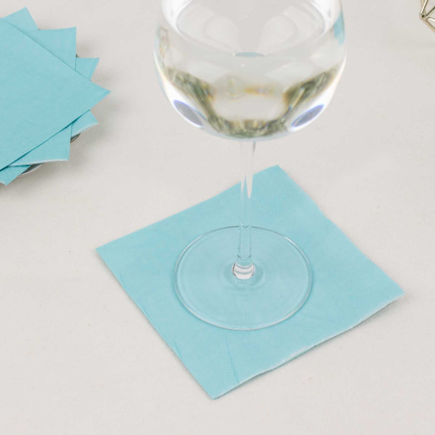 50 Pack 5"x5" Blue Soft 2-Ply Disposable Cocktail Napkins, Paper Beverage Napkins - 18 GSM