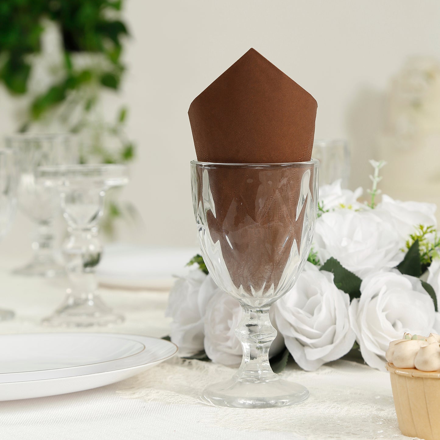 50-Pack Paper Beverage Napkins Cinnamon Brown - 2 Ply Disposable Soft 18GSM Cocktail Napkins 5"x5"