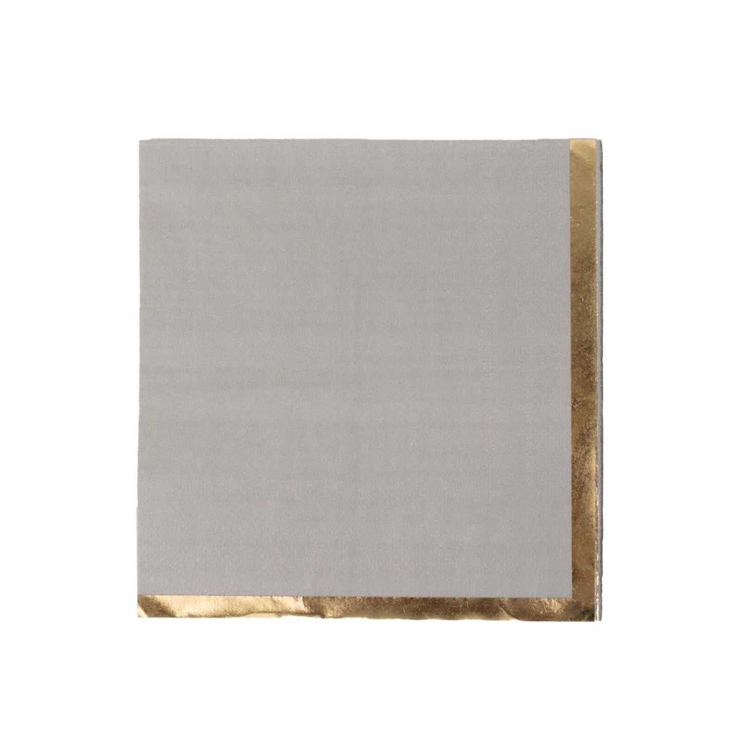 50 Pack Gray Disposable Cocktail Napkins with Gold Foil Edge, Soft 2 Ply Paper Beverage Napkins - 5"x5"