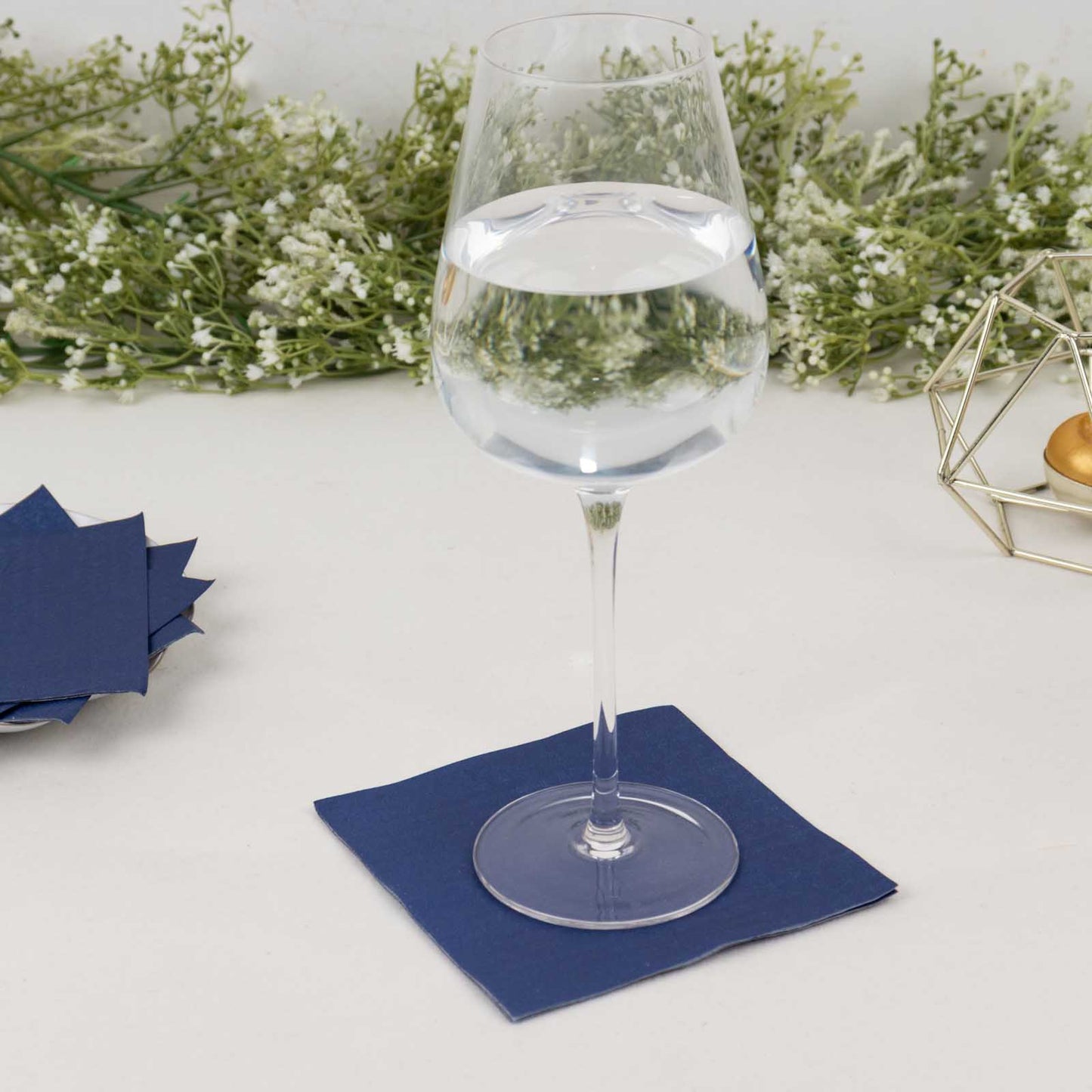 50 Pack Navy Blue Soft 2-Ply Disposable Cocktail Napkins, Paper Beverage Napkins 18 GSM - 5"x5"