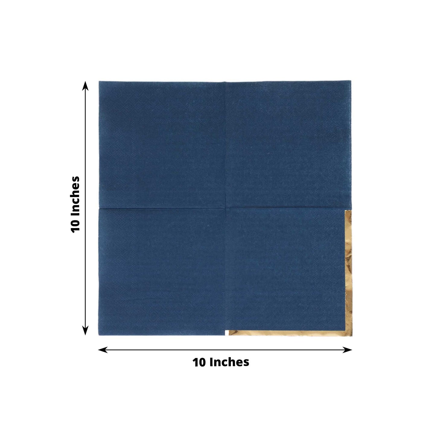 50 Pack Navy Blue Disposable Cocktail Napkins with Gold Foil Edge, Soft 2 Ply Paper Beverage Napkins - 5"x5"