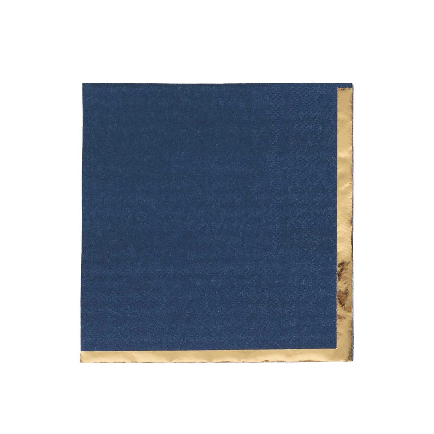 50 Pack Navy Blue Disposable Cocktail Napkins with Gold Foil Edge, Soft 2 Ply Paper Beverage Napkins - 5"x5"