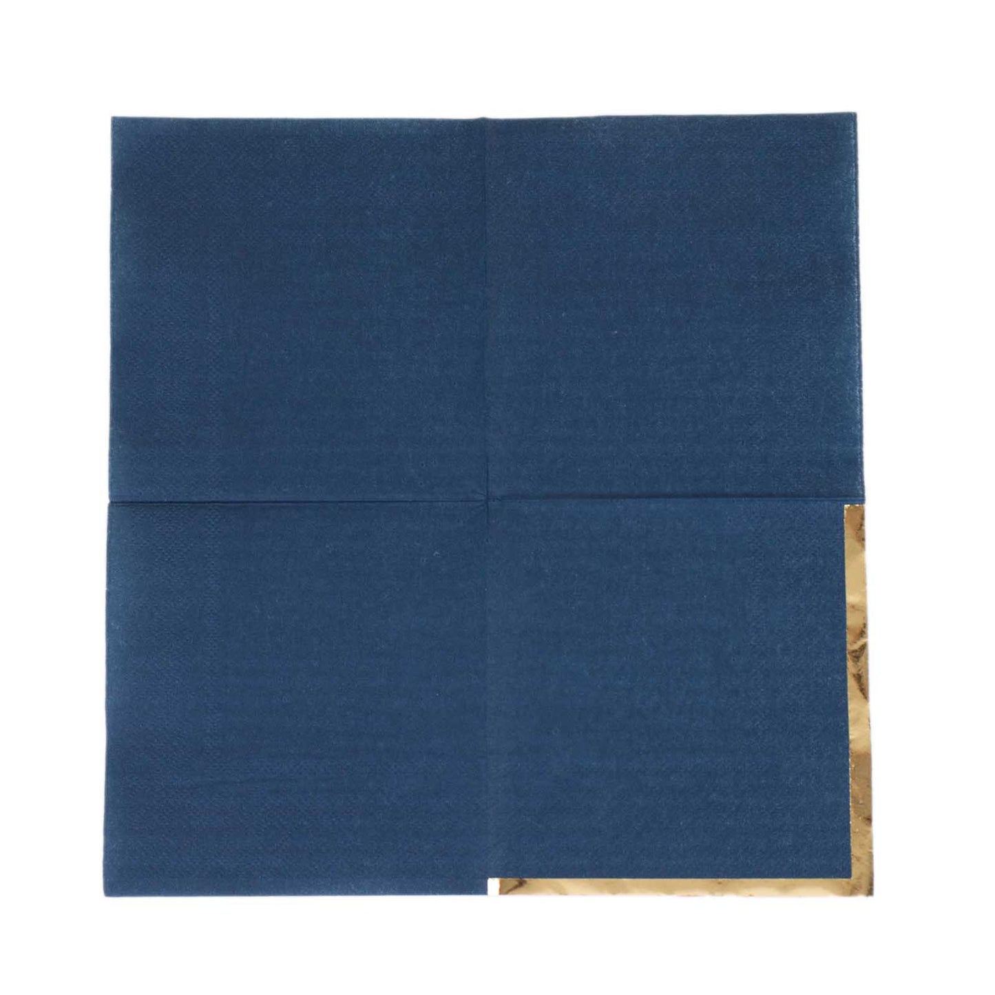 50 Pack Navy Blue Disposable Cocktail Napkins with Gold Foil Edge, Soft 2 Ply Paper Beverage Napkins - 5"x5"