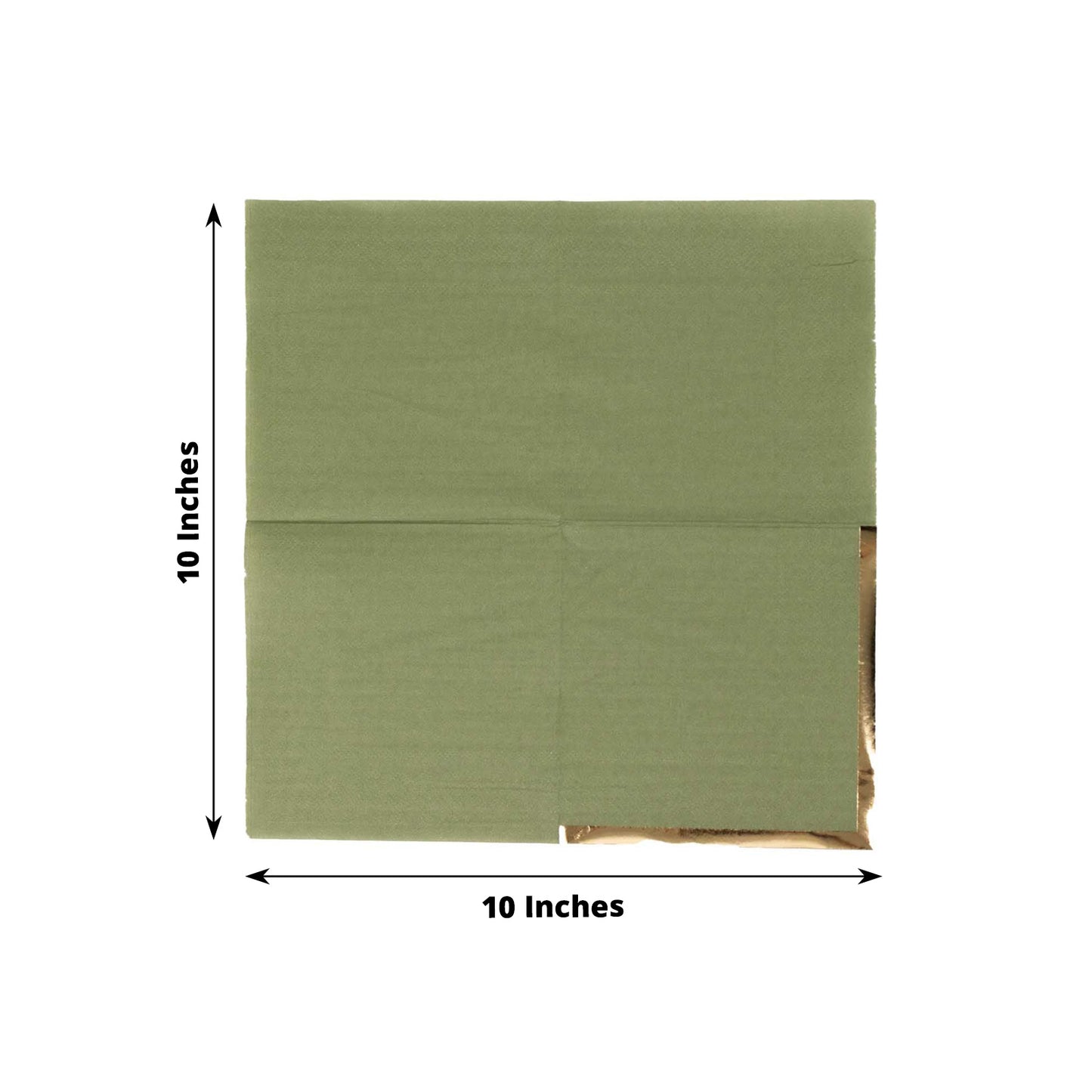 50 Pack Olive Green Disposable Cocktail Napkins with Gold Foil Edge, Soft 2 Ply Paper Beverage Napkins - 5"x5"