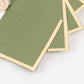 50 Pack Dusty Sage Green Disposable Cocktail Napkins with Gold Foil Edge, Soft 2 Ply Paper Beverage Napkins - 5"x5"