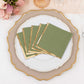 50 Pack Dusty Sage Green Disposable Cocktail Napkins with Gold Foil Edge, Soft 2 Ply Paper Beverage Napkins - 5"x5"