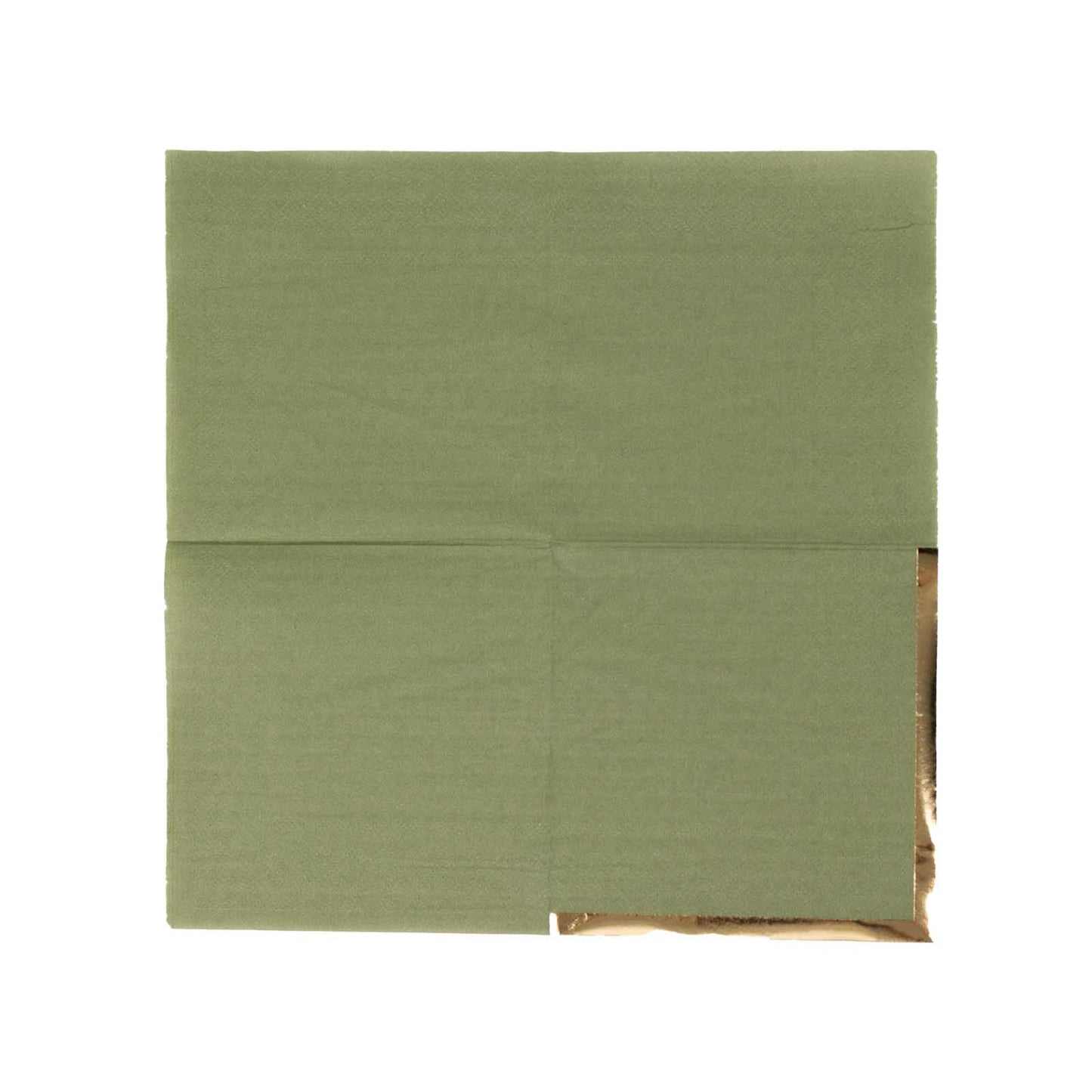 50 Pack Olive Green Disposable Cocktail Napkins with Gold Foil Edge, Soft 2 Ply Paper Beverage Napkins - 5"x5"