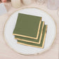 50 Pack Dusty Sage Green Disposable Cocktail Napkins with Gold Foil Edge, Soft 2 Ply Paper Beverage Napkins - 5"x5"