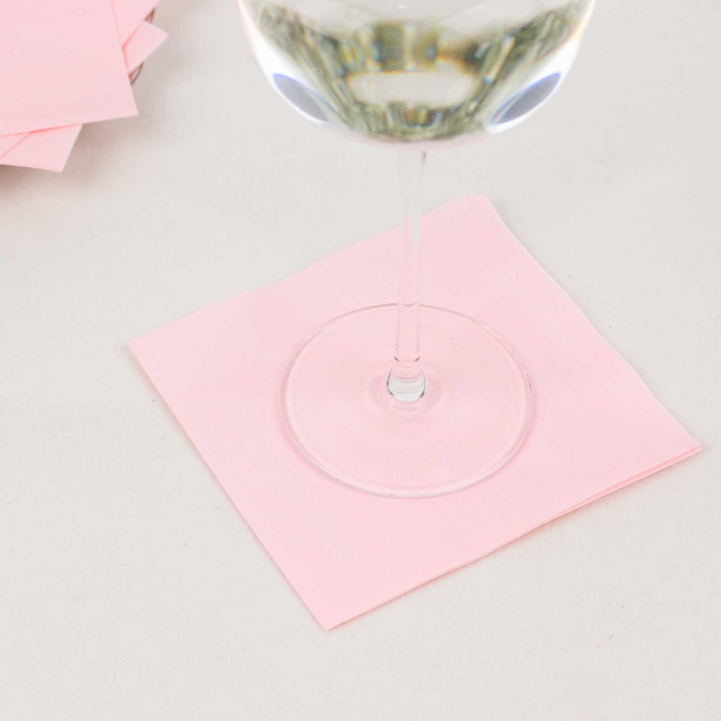 50 Pack | 5"x5" Pink Soft 2-Ply Disposable Cocktail Napkins, Paper Beverage Napkins - 18 GSM