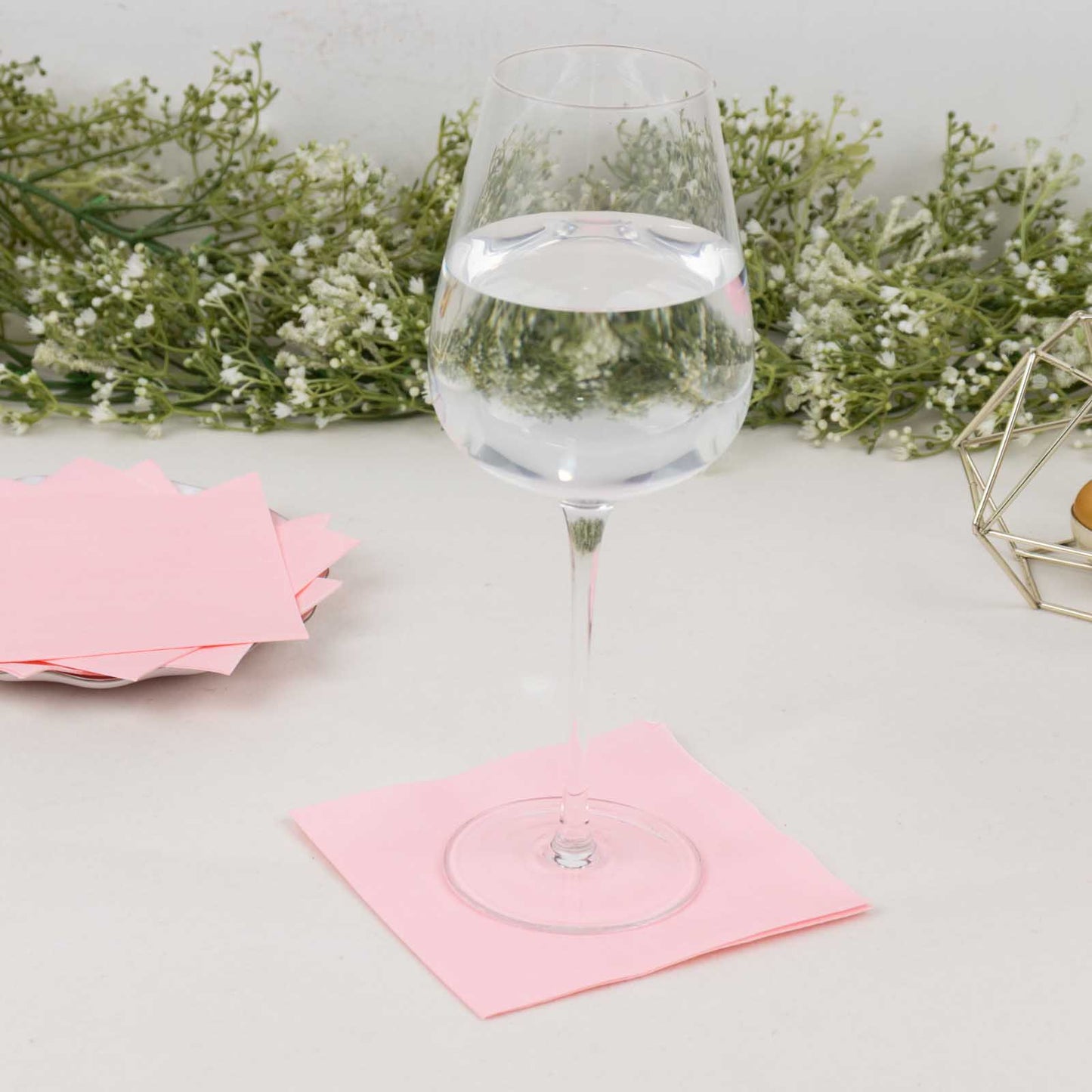 50 Pack | 5"x5" Pink Soft 2-Ply Disposable Cocktail Napkins, Paper Beverage Napkins - 18 GSM