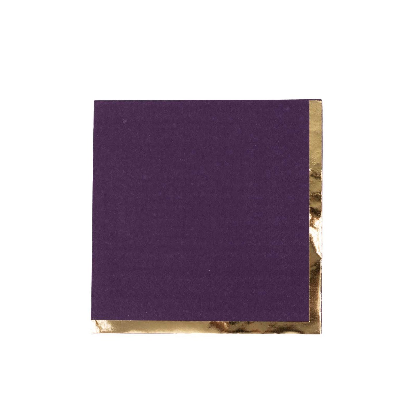 50 Pack Purple Disposable Cocktail Napkins with Gold Foil Edge, Soft 2 Ply Paper Beverage Napkins - 5"x5"