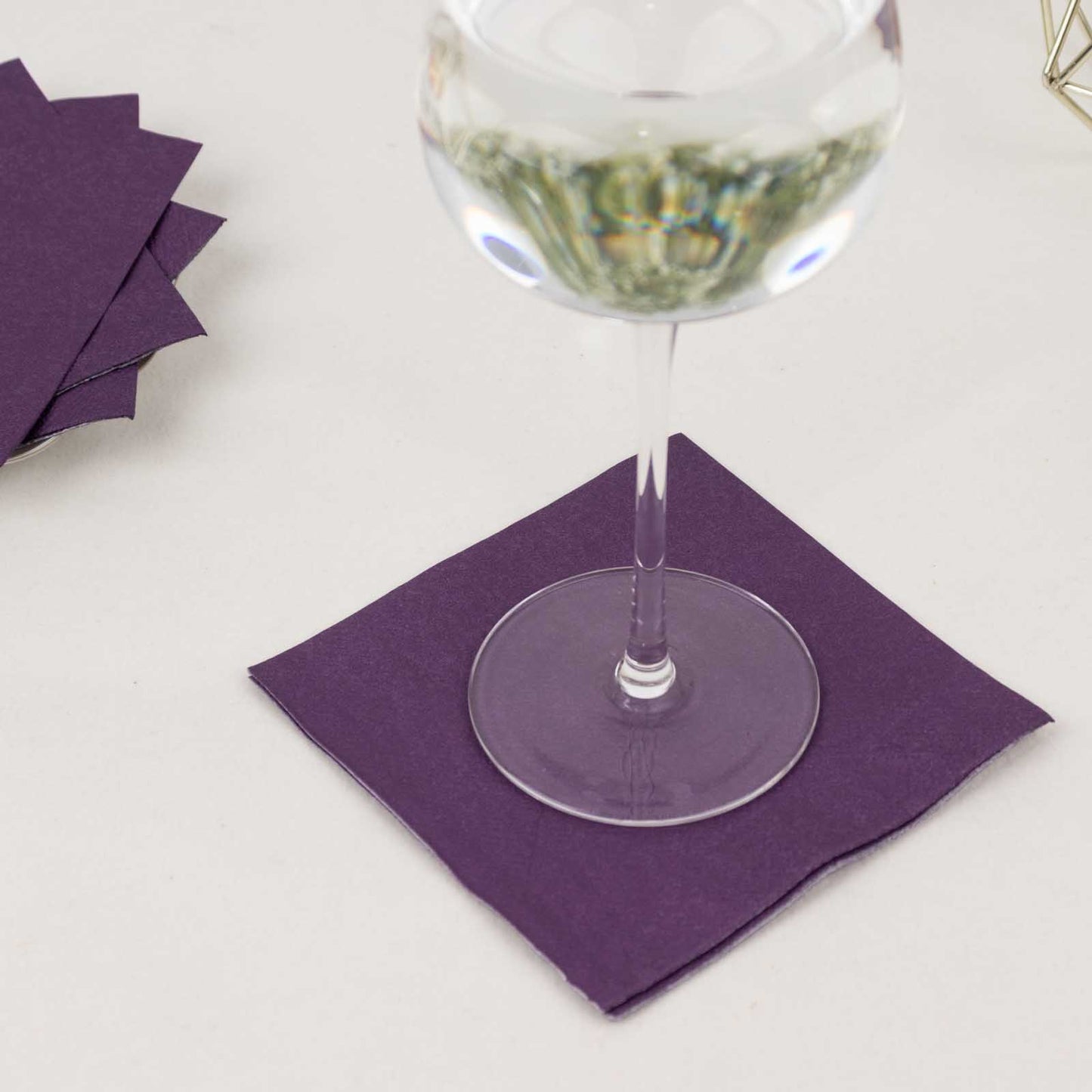 50 Pack Purple Soft 2-Ply Disposable Cocktail Napkins, Paper Beverage Napkins 18 GSM - 5"x5"