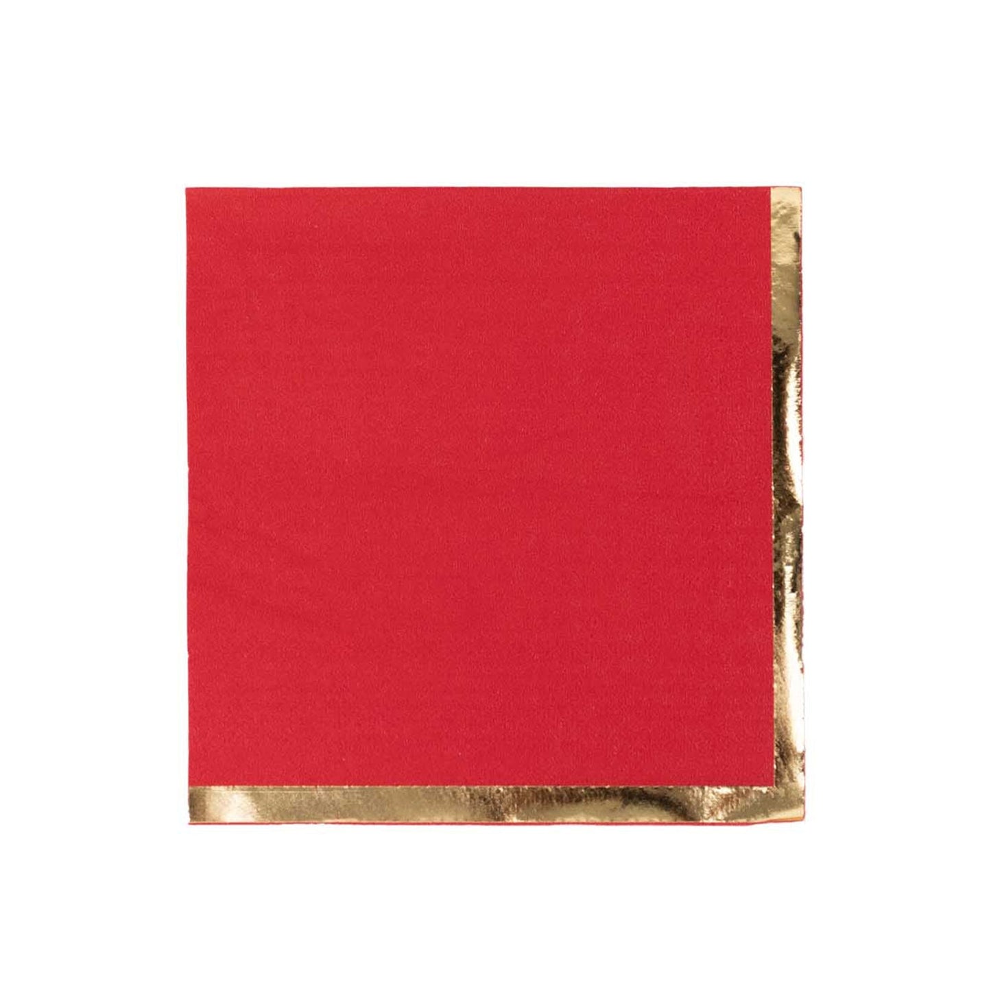 50 Pack Red Disposable Cocktail Napkins with Gold Foil Edge, Soft 2 Ply Paper Beverage Napkins - 5"x5"