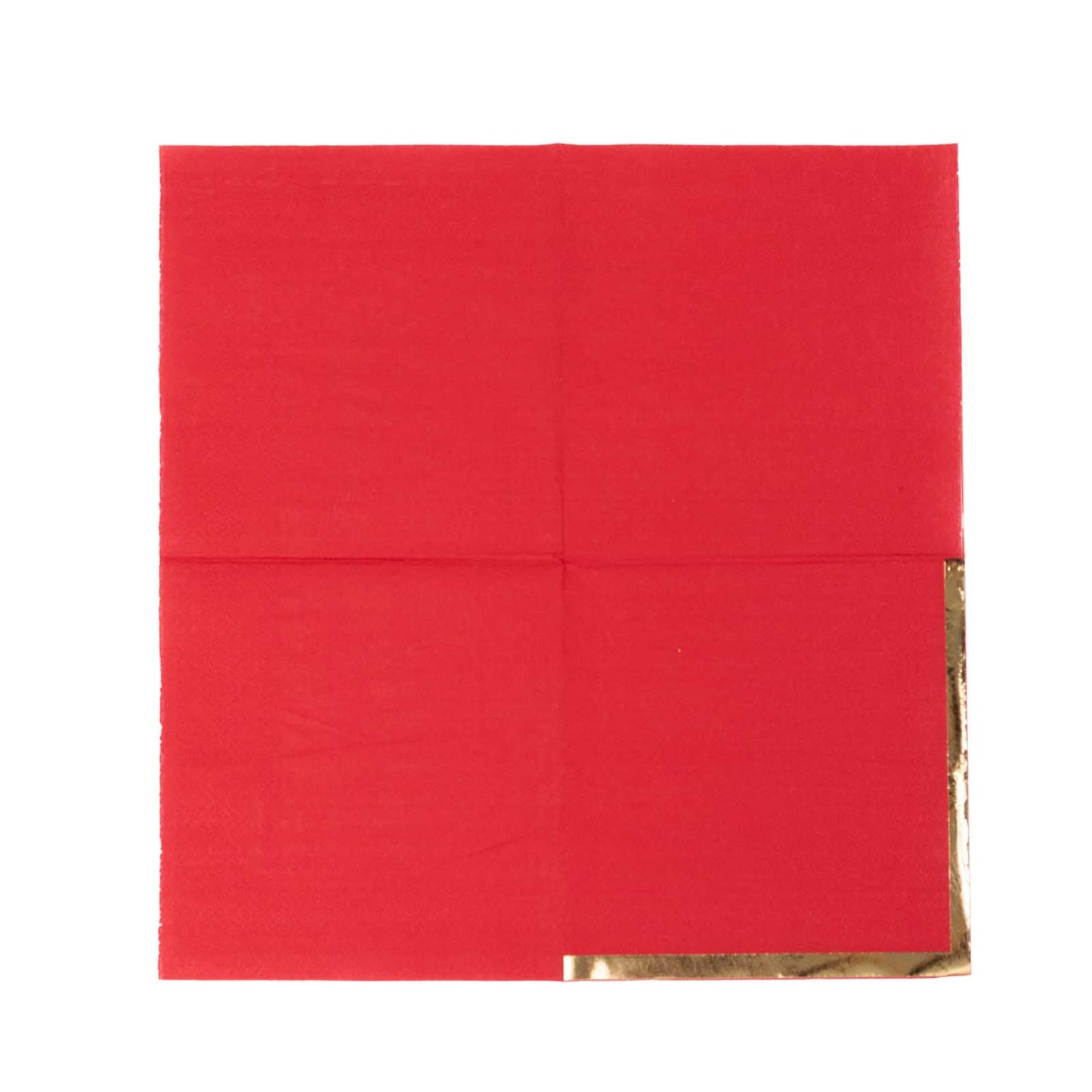 50 Pack Red Disposable Cocktail Napkins with Gold Foil Edge, Soft 2 Ply Paper Beverage Napkins - 5"x5"